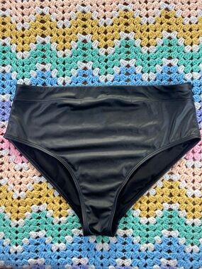Gabifresh Swimsuits For All Black High-Waist Bikini Bottoms Faux-Leather 22